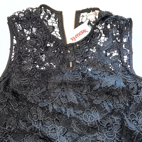 Nanett Lepore M black lace tank zipper back lined NWT high neck lined - Picture 8 of 9